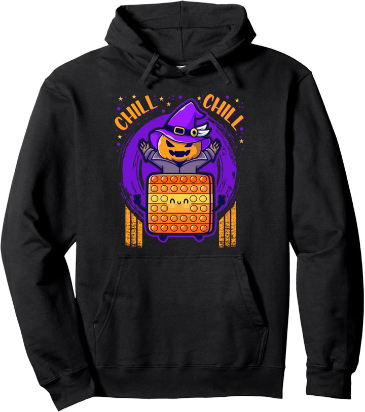Pop It Halloween Kürbis Zauberer Zappelspielzeug für Kinder Pullover Hoodie