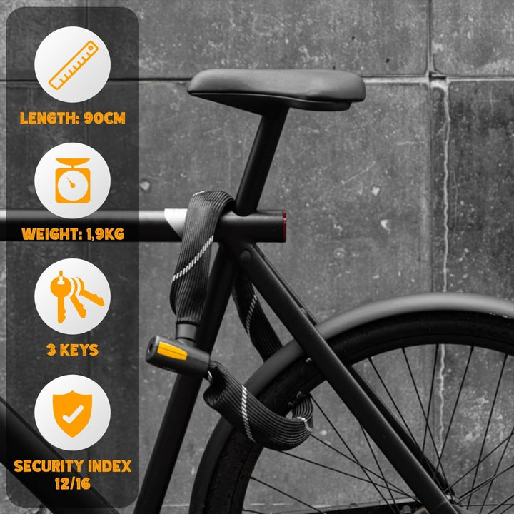VINZ Veymont Kettenschloss ø8,3mm | Fahrradschloss ART 2 Zertifikat | Schloss für Fahrrad E-bike Kun