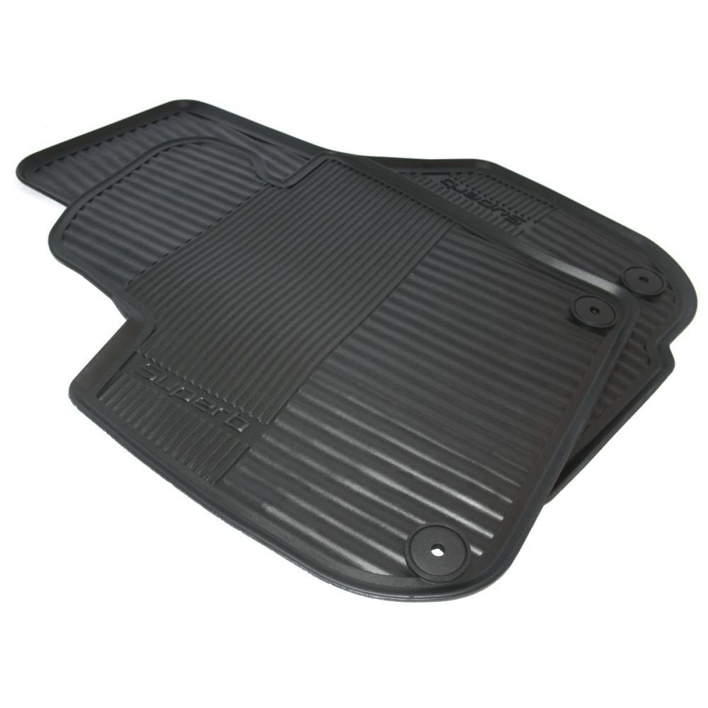 Skoda 3T1061551 Gummi Fussmatten 2X vorn Gummimatten Original Allwettermatten schwarz mit Schriftzug