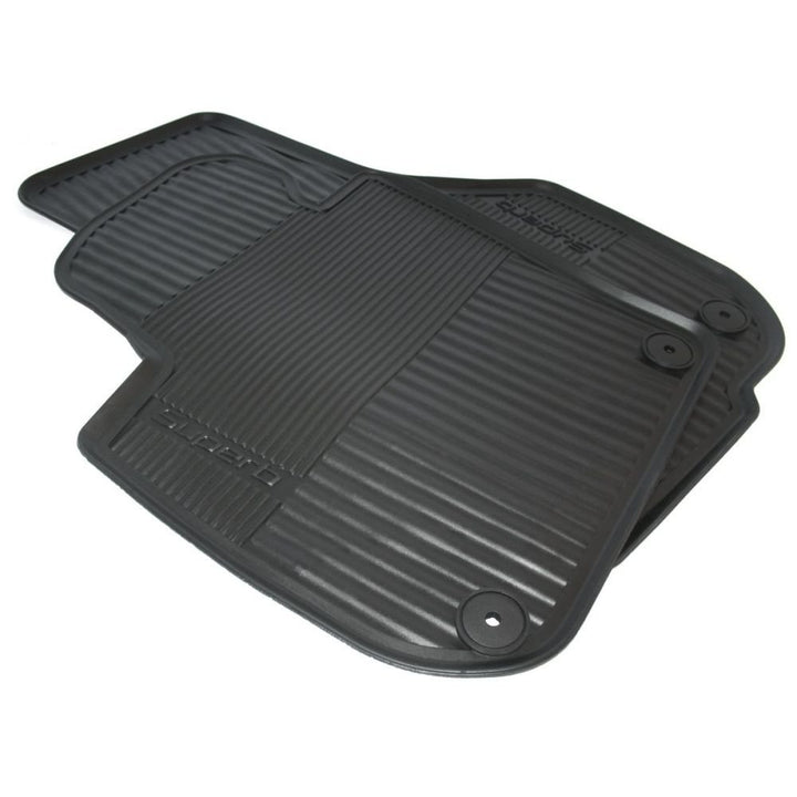 Skoda 3T1061551 Gummi Fussmatten 2X vorn Gummimatten Original Allwettermatten schwarz mit Schriftzug