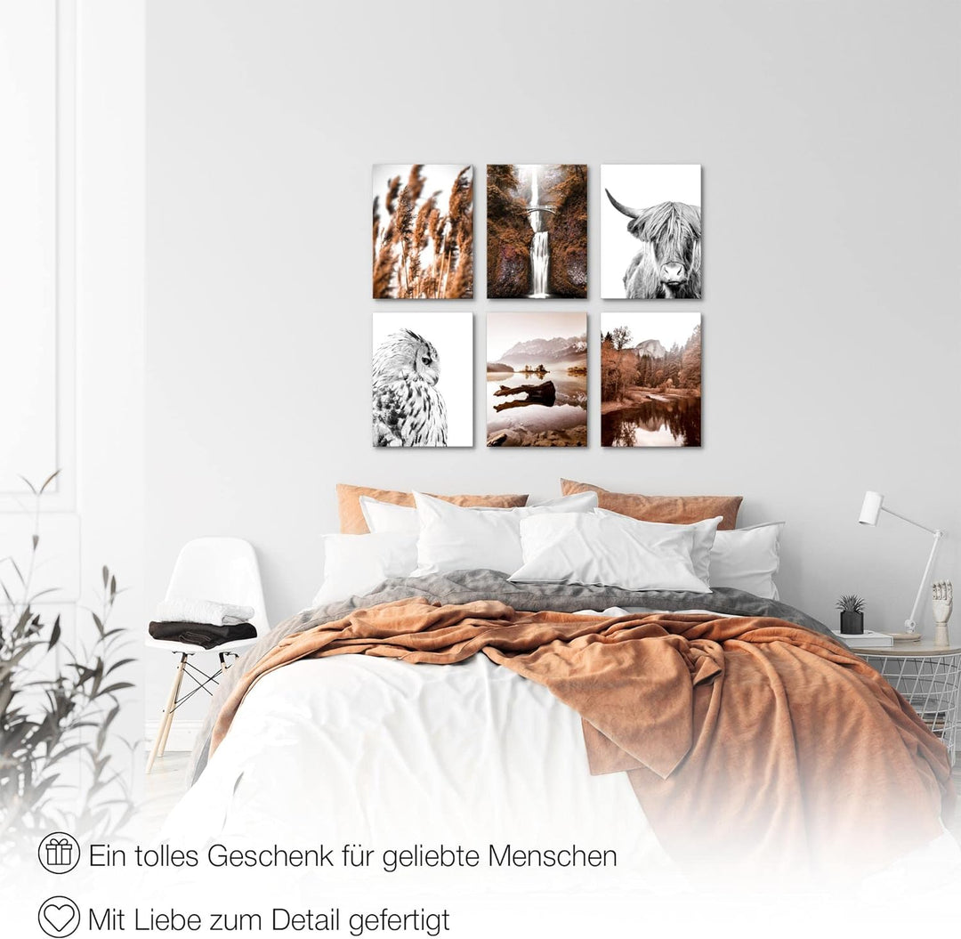Novart Set Wandbilder - KEIN EXTRA RAMEN BENÖTIGT - Wohnzimmer Schlafzimmer - Bilder Modern Natur Be