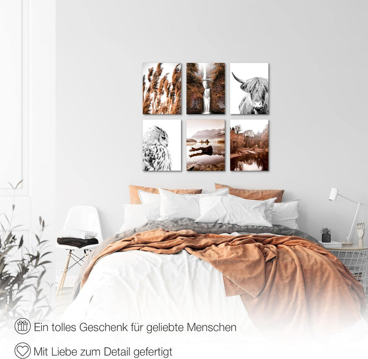Novart Set Wandbilder - KEIN EXTRA RAMEN BENÖTIGT - Wohnzimmer Schlafzimmer - Bilder Modern Natur Be