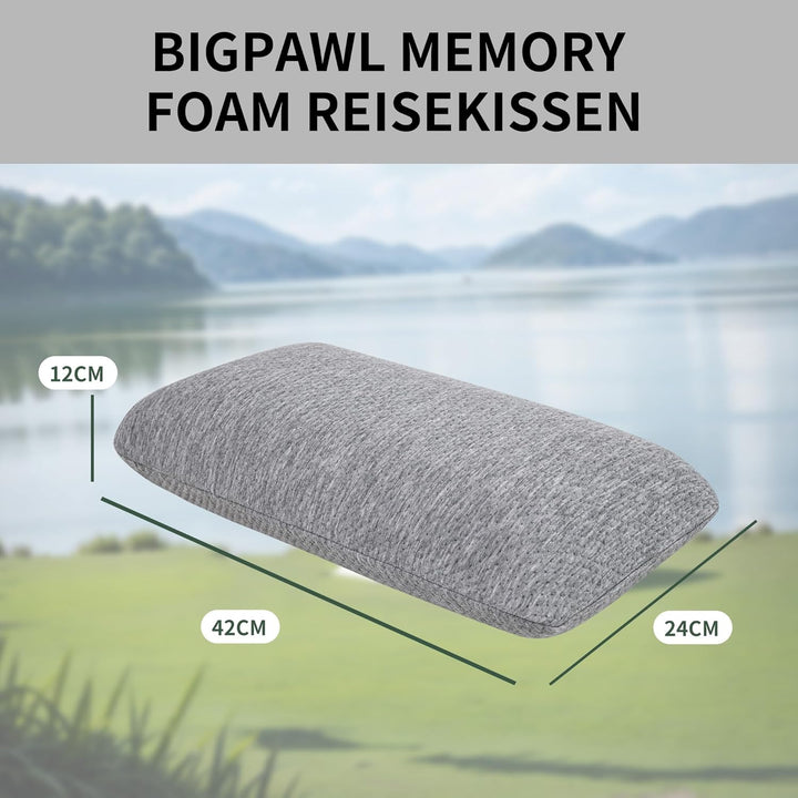 Reisekissen Memory Foam, Reisekopfkissen, Camping Kissen mit Packsack, Ideal für Auto, Flugzeug und
