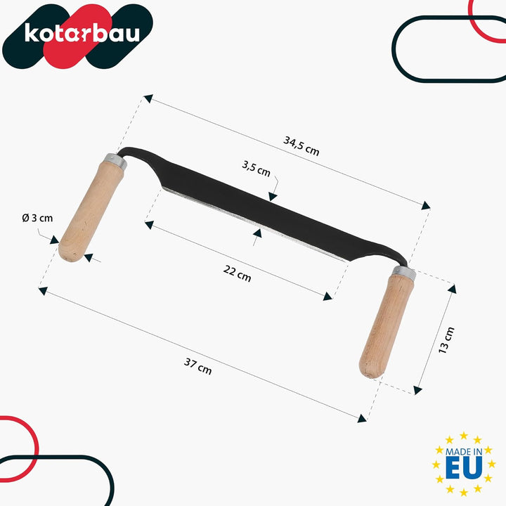 KOTARBAU® Zugmesser für Holz geschmiedet 280 mm Baumschäler Ziehmesser für Holz Rindenschäler Wagner