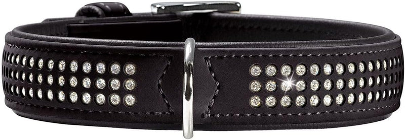 HUNTER SOFTIE TRILUXE Hundehalsband, Kunstleder, glitzernde Strasssteine, 60 (M-L), schwarz schwarz