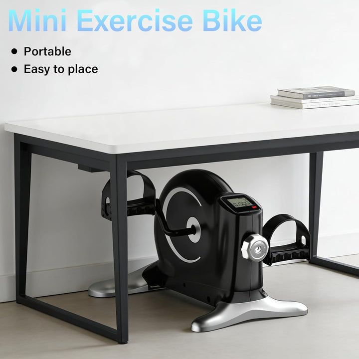 TODO Pedaltrainer für Senioren mit LCD-Display, Mini Bike Heimtrainer Schwarz, Verstellbarer Widerst