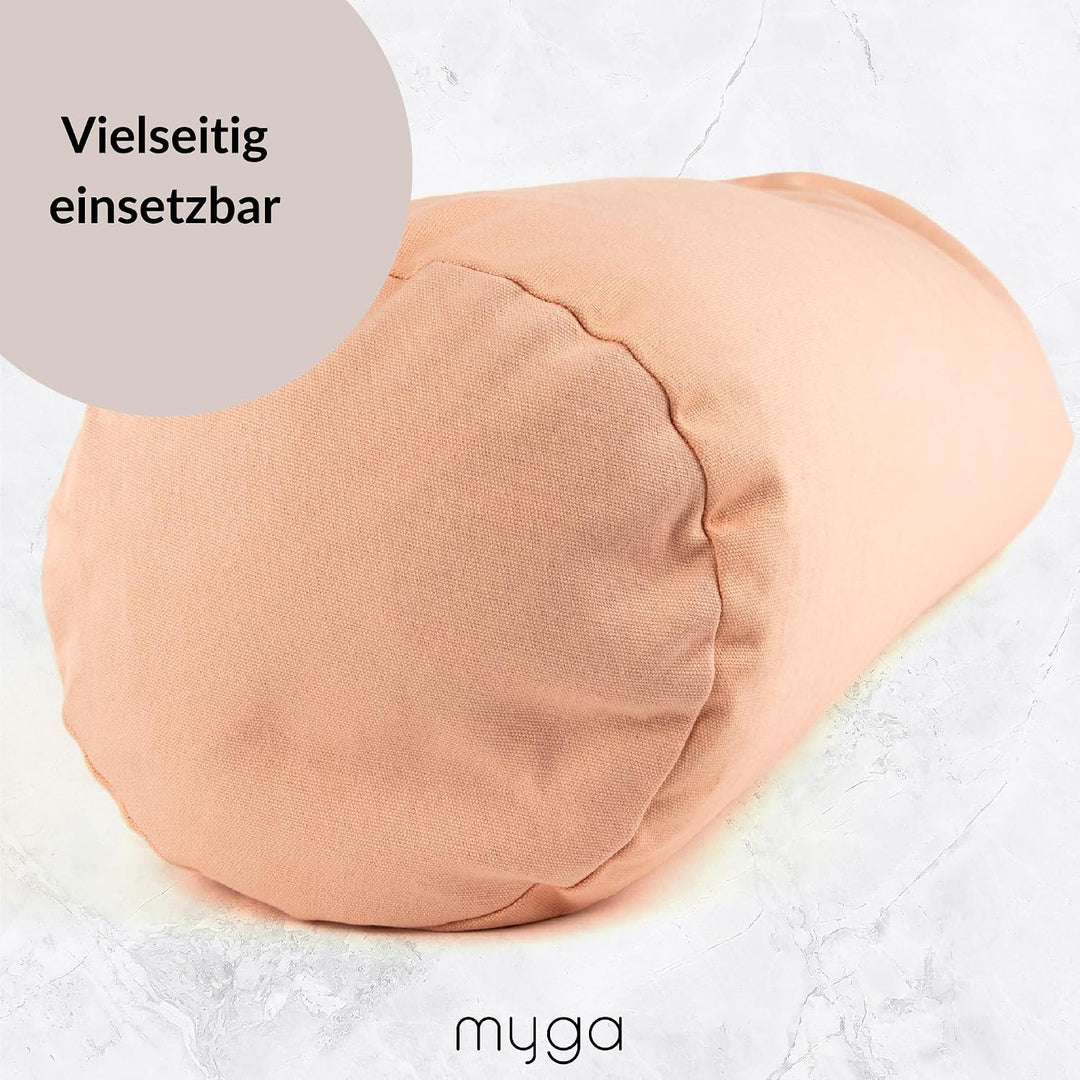 Myga Buchweizen Bolster Kissen | Ergonomisches Yoga- &amp; Meditationskissen | Abnehmbarer Bezug &amp; Natür