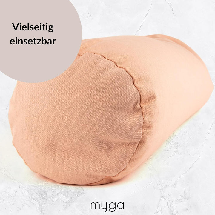 Myga Buchweizen Bolster Kissen | Ergonomisches Yoga- &amp; Meditationskissen | Abnehmbarer Bezug &amp; Natür