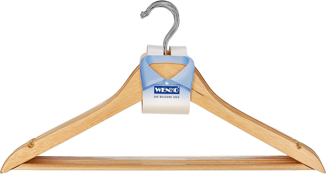 WENKO Formbügel Eco 8er Set aus Holz Braun (Packung mit 2) 23.5 x 1.2 x 45 cm (Packung mit 2), 23.5