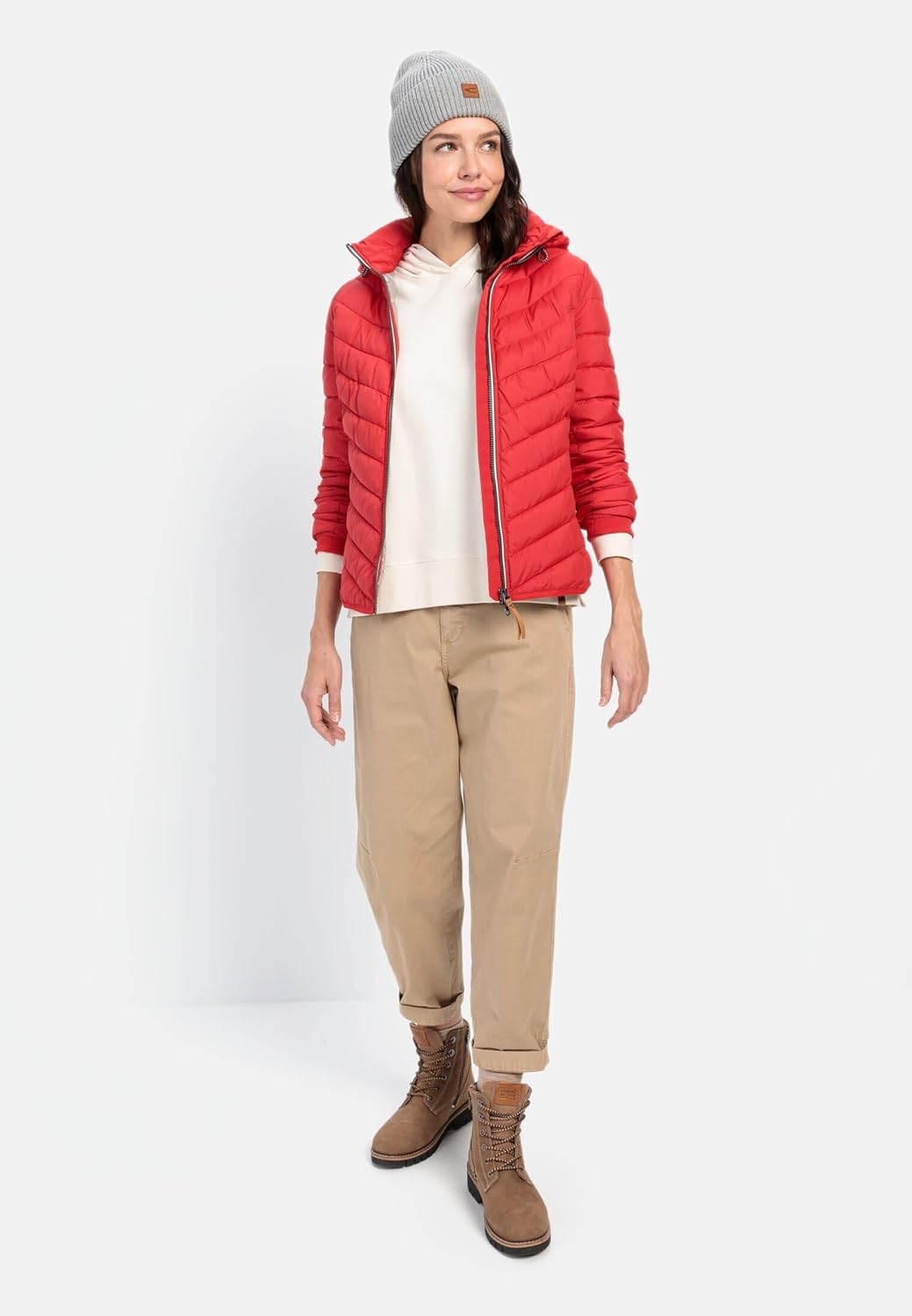 camel active Damen Steppjacke aus recyceltem Polyester, 34 Rot