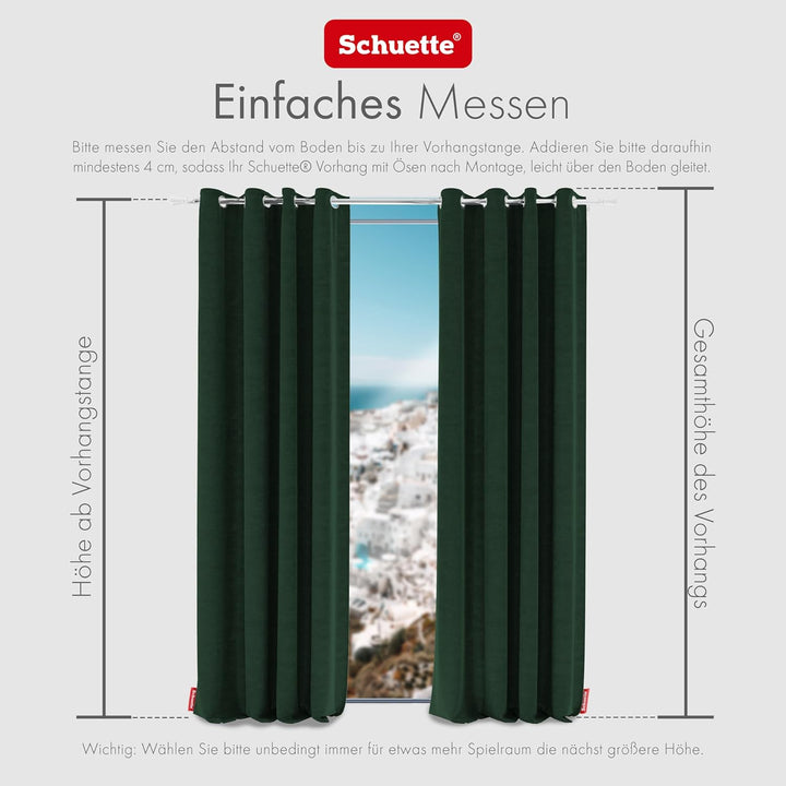 Schuette® Verdunkelungs-Vorhang Gardine mit Ösen ● Millenium Velvet: Dark Forest (Dunkelgrün) ● 135x