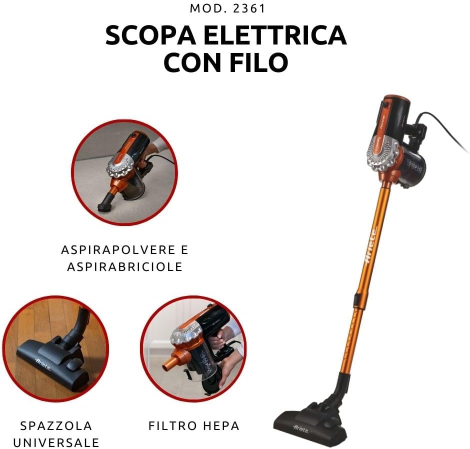 Ariete Handy Force 2361, Elektrobesen, Orange, Handy Force 2361