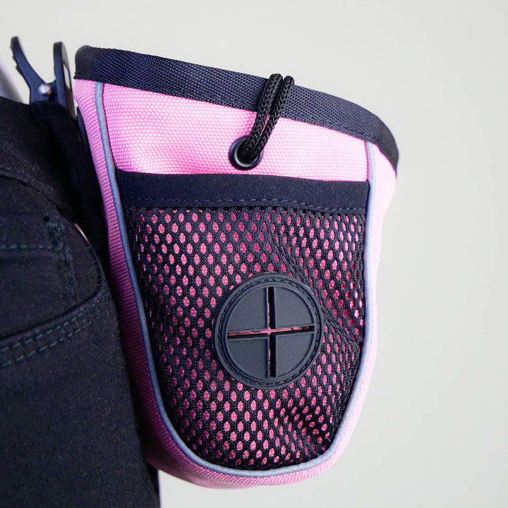 BullyBillows Leckerlibeutel für Hunde, Rosa - Trainingstasche mit sicherem Clip &amp; Kotbeutelhalter, l