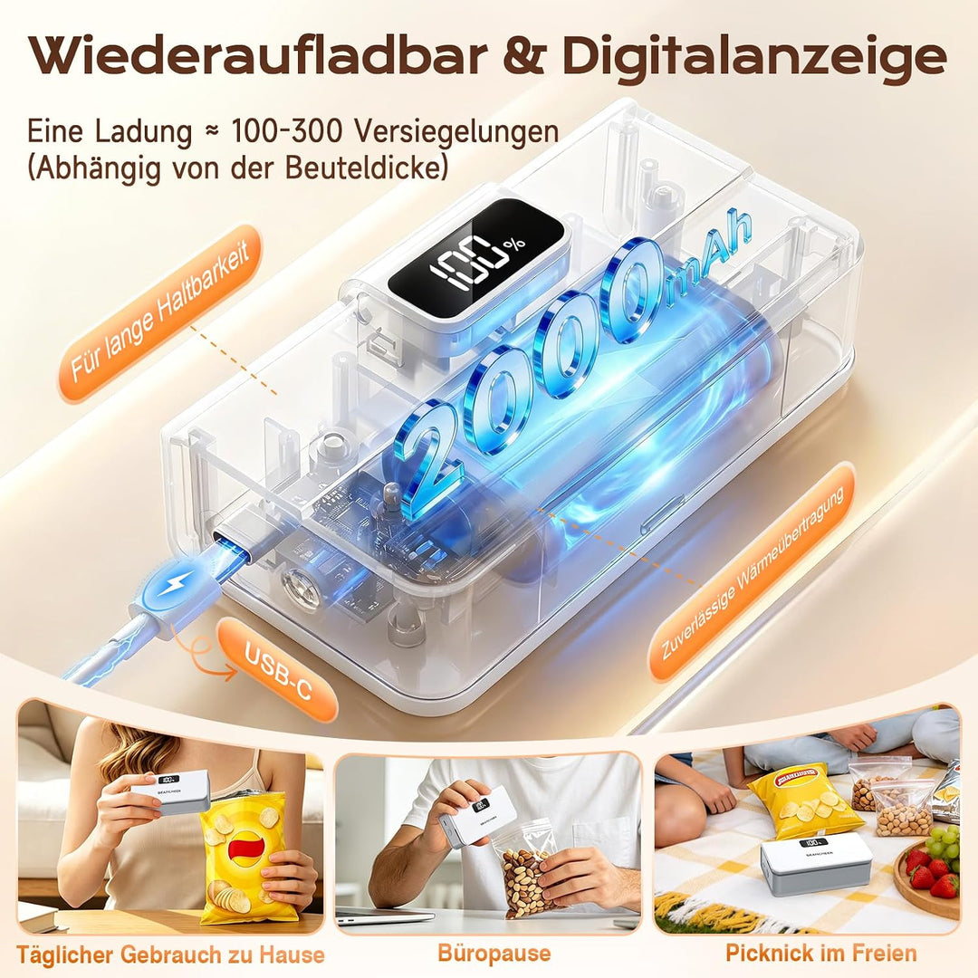SEANCHEER Wiederaufladbares Mini Folienschweissgerät mit Magnet &amp; Schneider | Tragbares Beutelversch