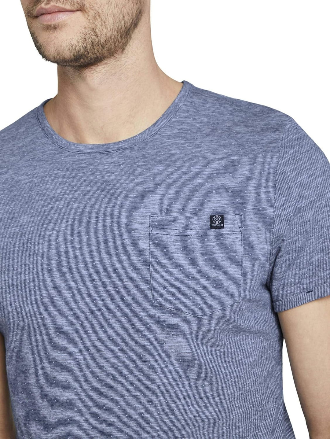 TOM TAILOR Herren T-Shirts/Tops Strukturiertes T-Shirt mit Brusttasche Blue dot Structure,M,23393,60