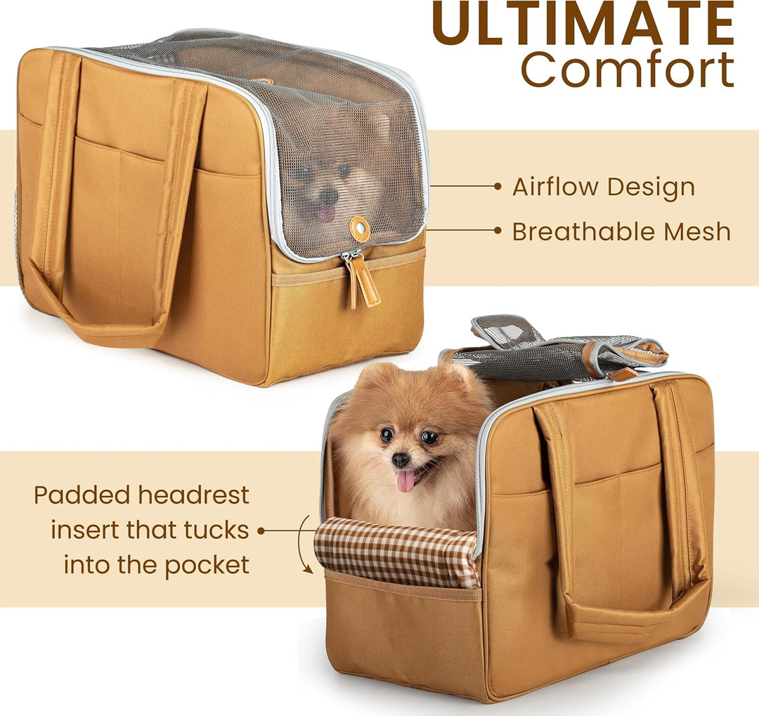 Hundetragetasche für kleine Hunde – Baumwolle gepolsterte Innenseite, mehrere Taschen, atmungsaktive