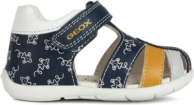 Geox Baby-Jungen B Elthan Boy Sandal 18 EU Navy Ochre, 18 EU Navy Ochre
