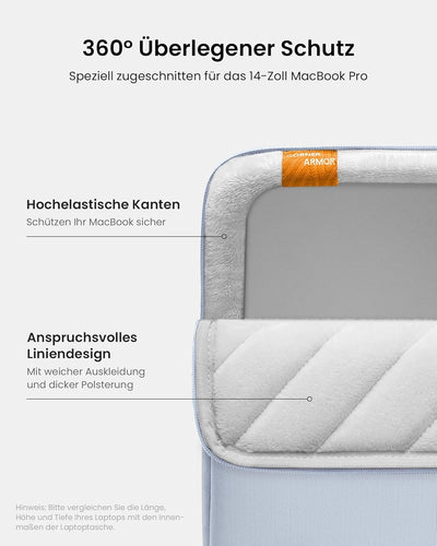 tomtoc 360° Tasche Hülle für 14 Zoll Neu MacBook Pro M3/M2/M1 Pro/Max A2992 A2918 A2779 A2442 2023-2