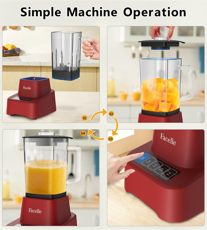 Standmixer, Facelle Mixer Smoothie Maker für Smoothies und Shakes, 1,6L Glasmixer mit Touchscreen 3+