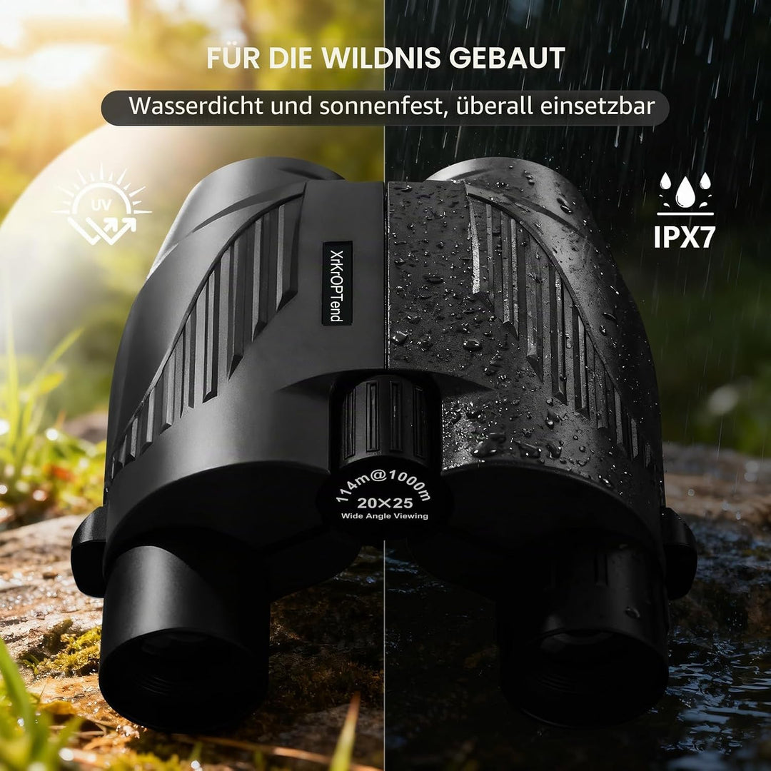 Fernglas 20x25 für Erwachsene & Kinder 8-12 | Mini Kompakt Fernglas Klein | BAK4 FMC Optik, Wasserdi