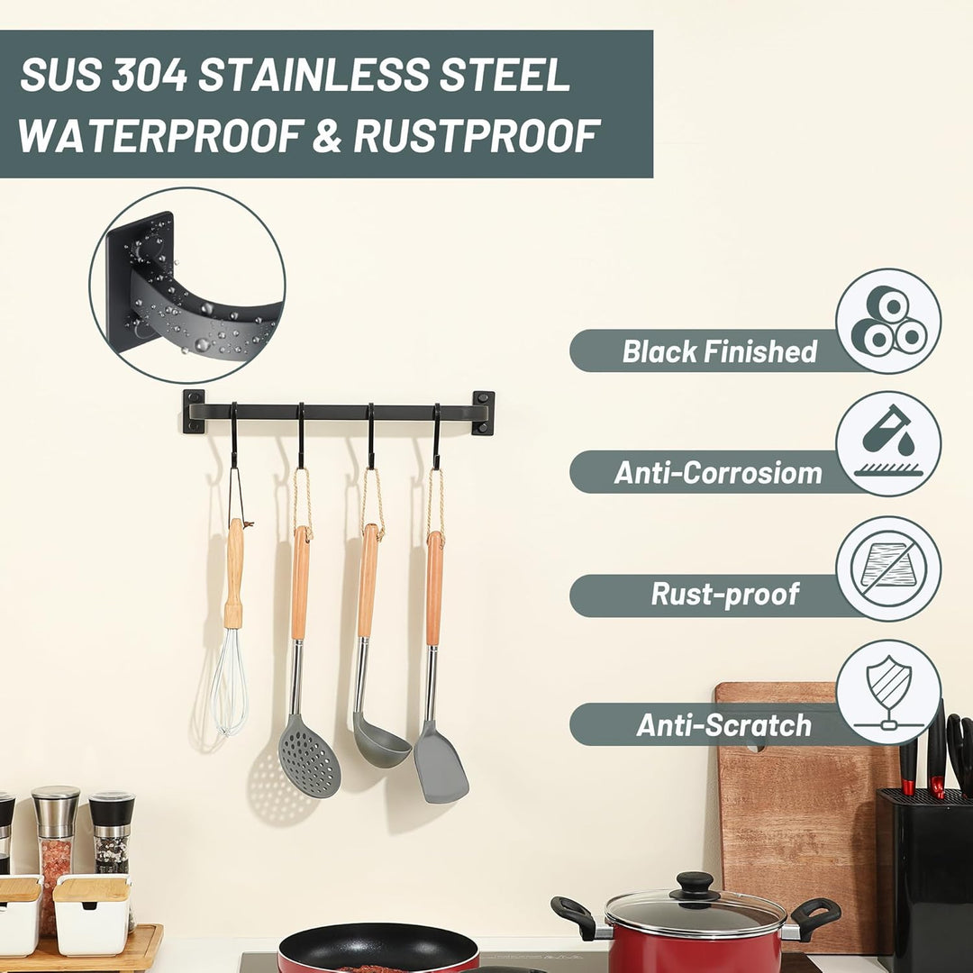 40cm SUS304 Edelstahl Handtuchhalter Schwarz, Wandmontage Handtuchständer, Handtuchstange Bad Handtu