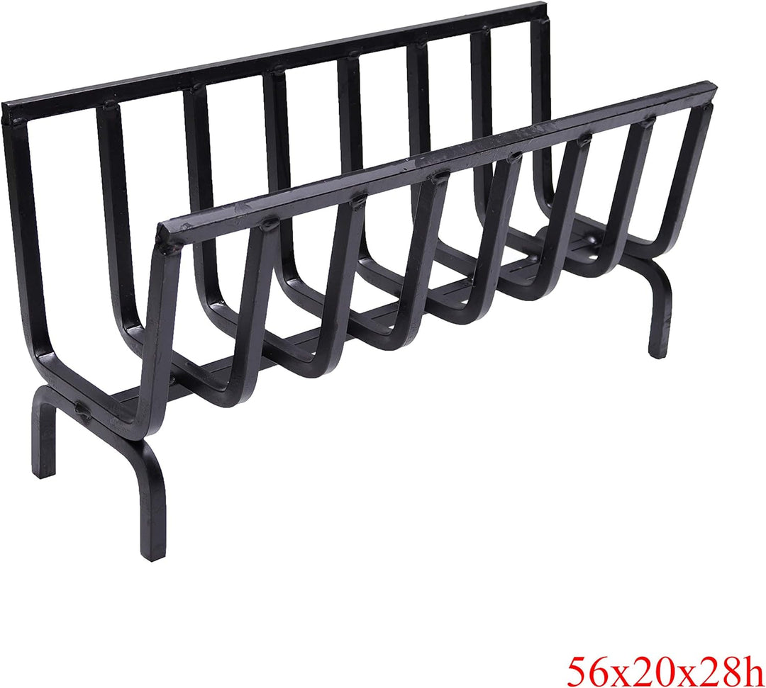 Brennholz, Holzkorb, Eisen-Feuerschale für Kamin und Grill (56 x 20 x 28 cm) cm 56x20x28h, cm 56x20x