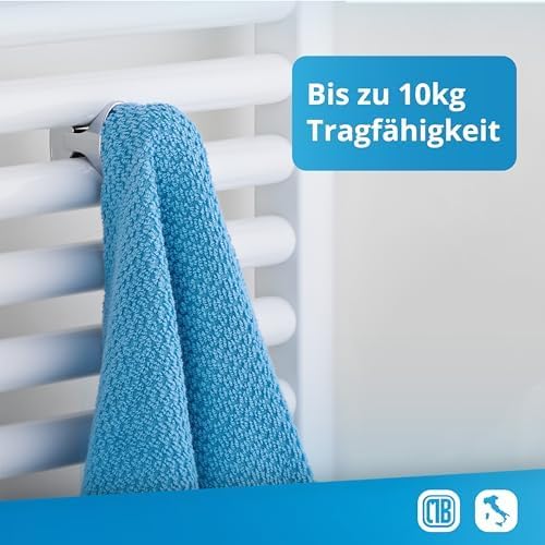 1 Paar Grip - Handtuchhalter ohne Bohren für das Badezimmer, selbstschraubend am Badheizkörper, ohne
