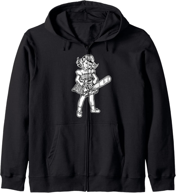 Kettensägenmädchen, Goth Punk Emo Netter böser Horrorfan Kapuzenjacke