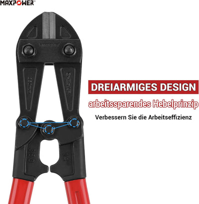 MAXPOWER 350mm Bolzenschneider Schnittdurchmesser 5mm Bolzenschneider für Schlösser 350mm/14 Zoll, 3