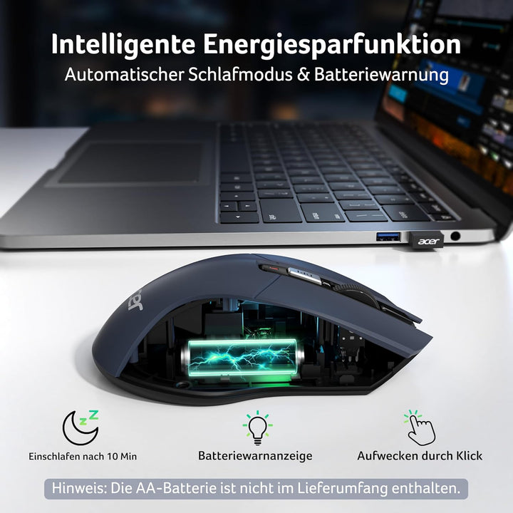 Acer Maus Kabellos 4000 DPI, Wireless Mouse 2,4Ghz mit 5 Einstellbare DPI, Batteriebetriebene Funkma