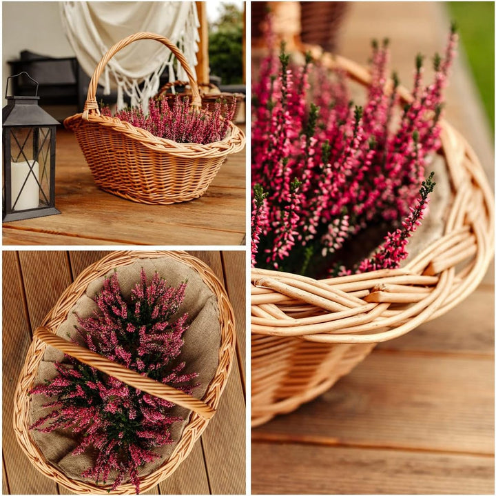 Creative Home Gross Holztrage Rattan Kaminholzkorb Kaminkorb Tragekorb | 60 x 40 x 39 cm | Aufbewahr