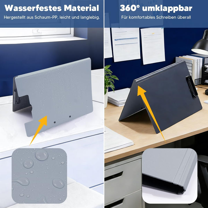 Klemmbrett A4, 6er Klemmbrettmappe mit Deckel, Doppelclip Schreibbrett Leichtes Schreibmappe A4 für