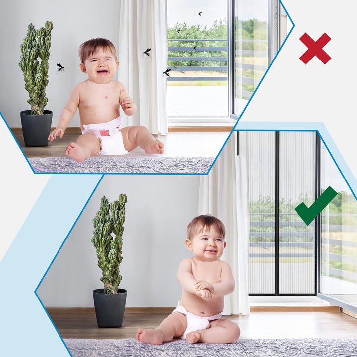 Fliegengitter Balkontür 180x220, SHA2WEN Fliegengitter Tür Schwarz, Geniessen Sie den Sommer mit Ihr