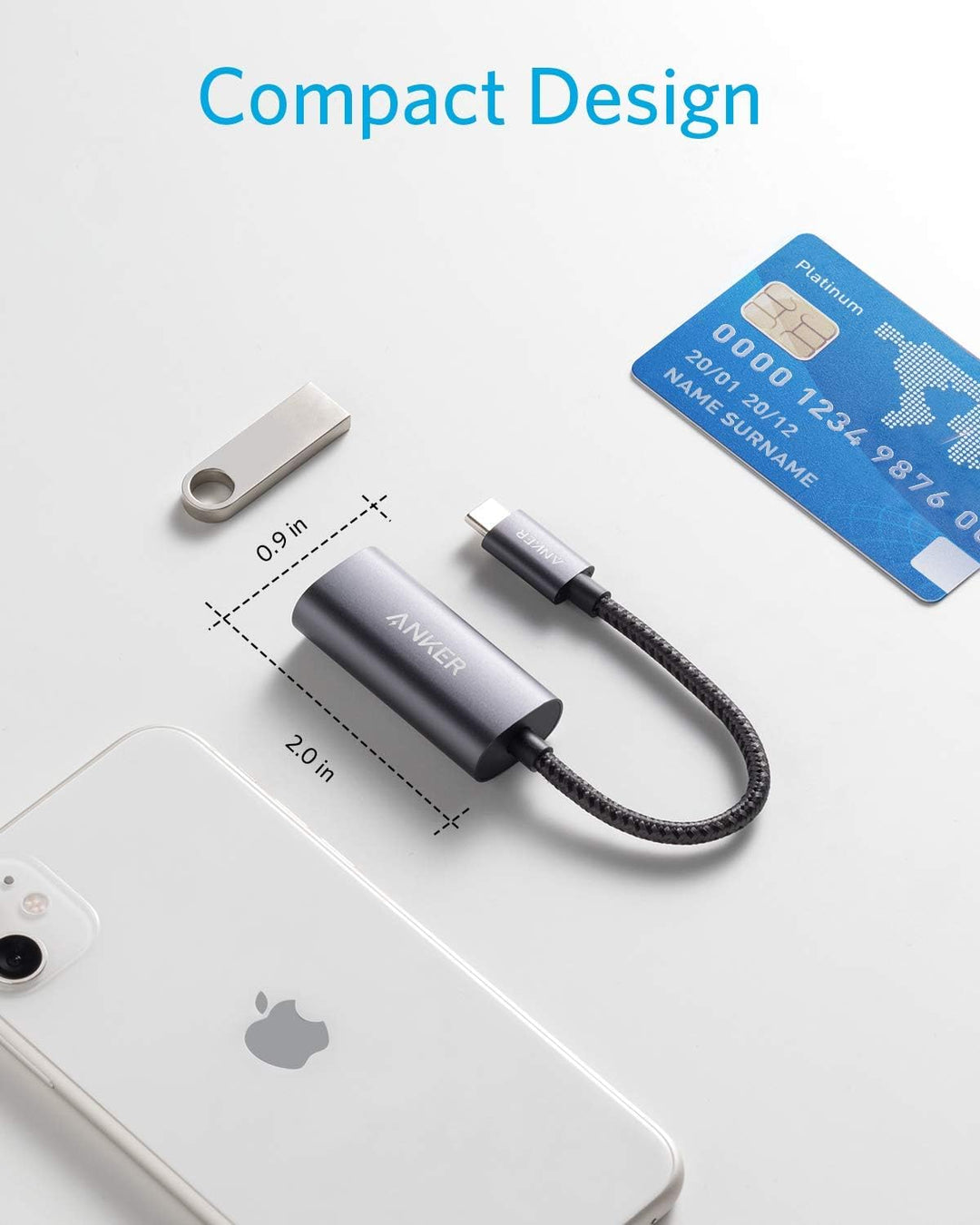 Anker PowerExpand USB-C auf Gigabit Ethernet Adapter, Aluminium, kompaktes Design, USB-C Ethernet Ad