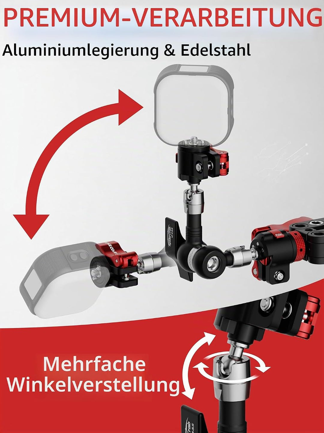 IFOOTAGE Magic Arm Clamp MA3-4, 7 Zoll, Einstellbare Reibungskraft, beweglicher Magic Arm mit 1/4" u
