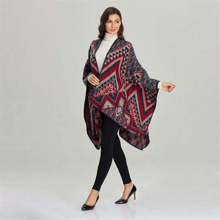 Damen Herbst/Winter Poncho mit Quaste, 130 * 150CM Warm Poncho-Schal Überwurf Strick Cape Elegant Um