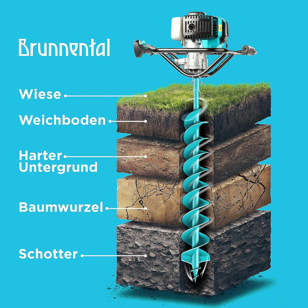 BRUNNENTAL ® Erdbohrer 120mm - Ideal Für Aushubarbeiten - Handerdbohrer - einfache Bedienung Robuste