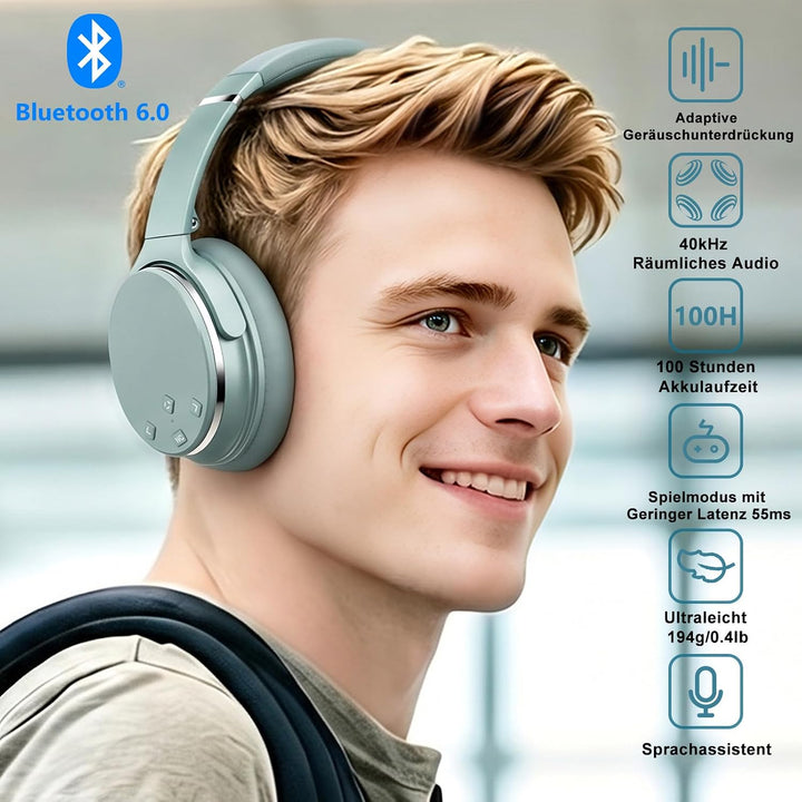 Srhythm NC25 Noise Cancelling Kopfhörer Bluetooth 5.3 Kabellos, 50H Wiedergabe Schnellladung, Verbin