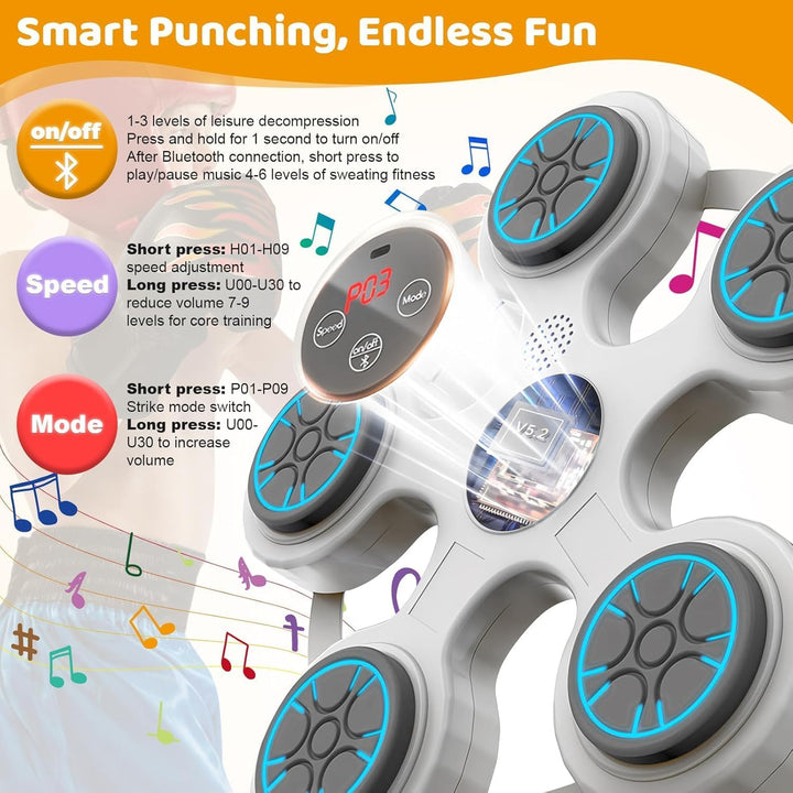 Music Boxing Machine,Boxmaschine mit Bluetooth Musik, LED-Licht und 6 Modes de Vitesse für den Innen