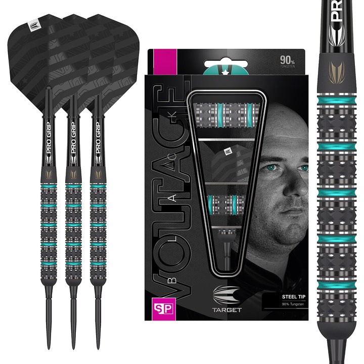 Target Darts Rob Cross Black Edition 90% Wolfram Swiss Point Steeldarts-Set Dartpfeile 24G, 24G