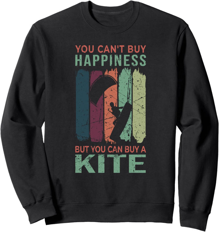 Kitesurfen Kiteboarding Kiten Can't Buy Happiness Retro Sweatshirt