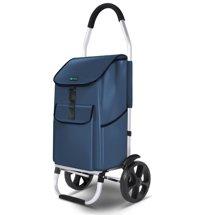VOUNOT® Einkaufstrolley Klappbar aus Aluminium mit 58L Wasserdichter Tasche, 2 Extra grosse Räder mi