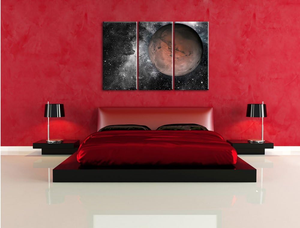 Pixxprint Mars im Weltall als Leinwandbild/Grösse: 3 Teilig (120x80 cm) cm/Wandbild/Kunstdruck/ferti