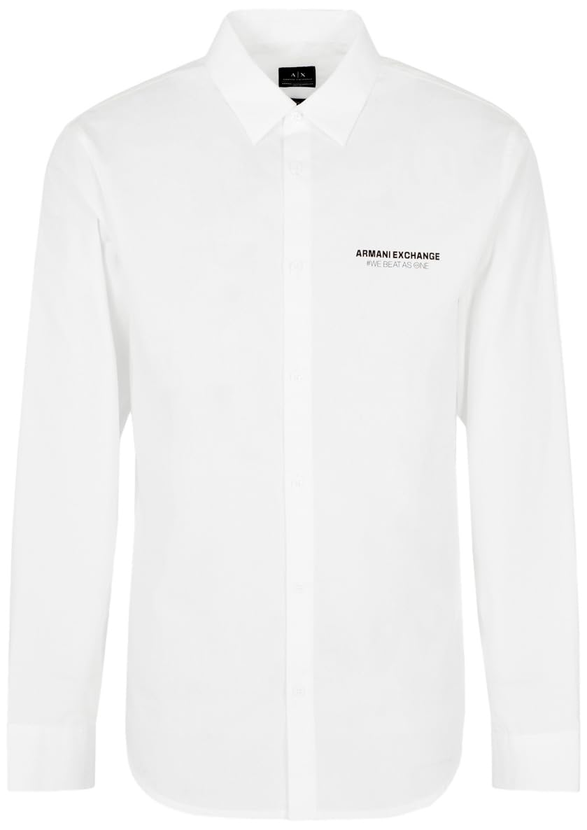 Armani Exchange Herren Sustainable, Printed Quote, Regular Fit Shirt S Weiss, S Weiss