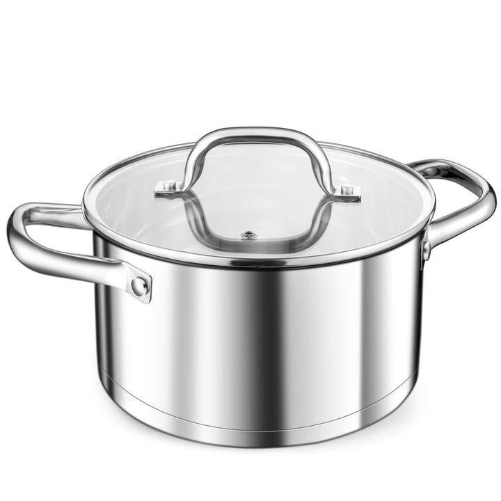 TEAMFAR Kochtopf, 20cm Edeastahl Topf Nudeltopf Induktion mit 3-Lagen Boden für alle Herdarten, 3,8L