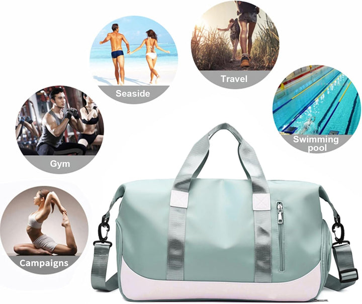 Sporttasche Damen Herren Reisetasche mit Schuhfach und Nassfach Gross 40L, Faltbar Wasserdicht Fitn