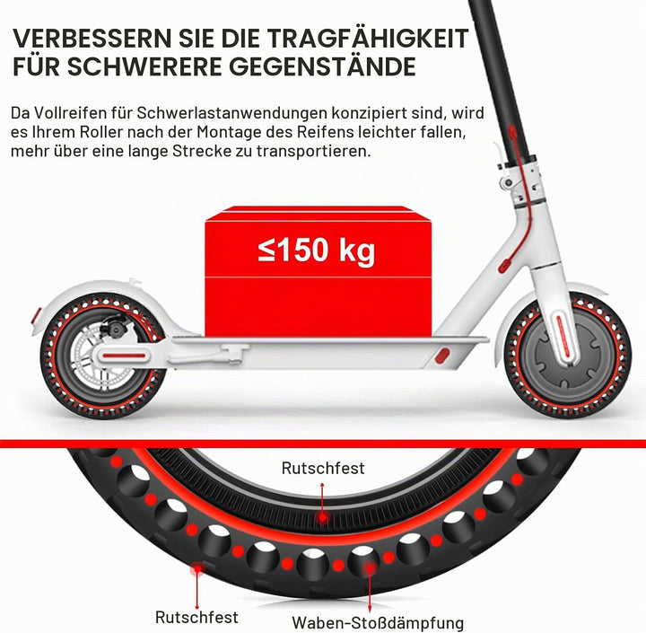 BANGTING 2 PCS 8,5 Zoll E Scooter Solid Reifen, 8 1/2 x2 Vollgummireifen, 50/75-6.1 Ersatzreifen für