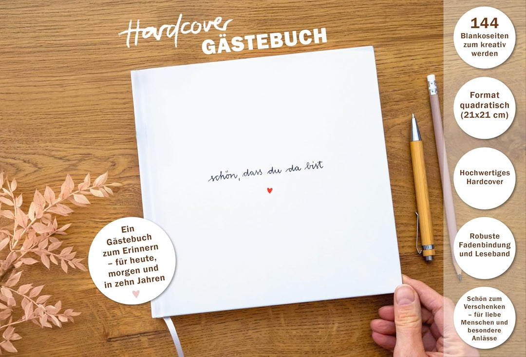 Eine der Guten Gästebuch blanko für Hochzeit und Geburtstag, Weiss | 144 blanko Seiten, Hardcover mi
