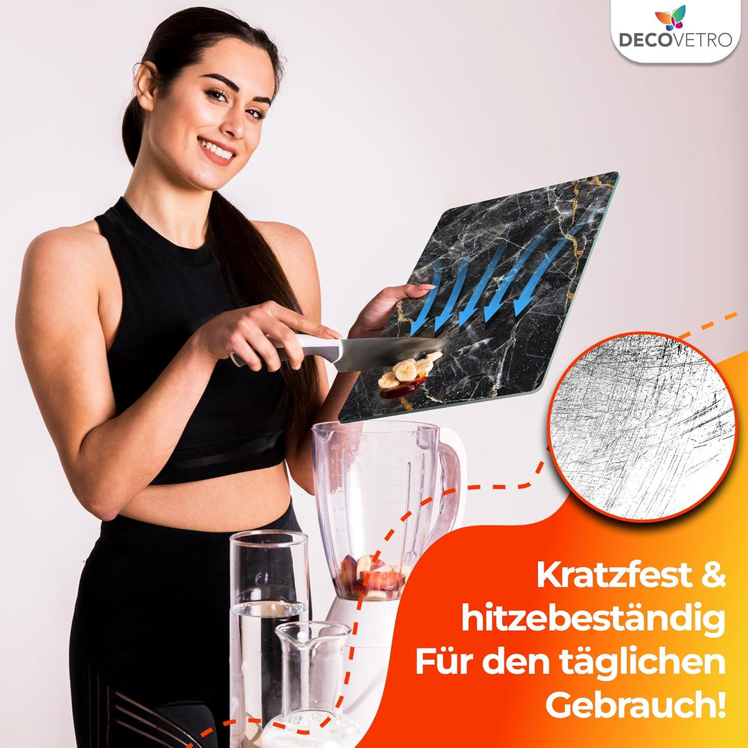 Decovetro® Schneidebrett Glas | 40 x 30 cm | Glass Cutting Board | Hygienisches und robustes Glassch