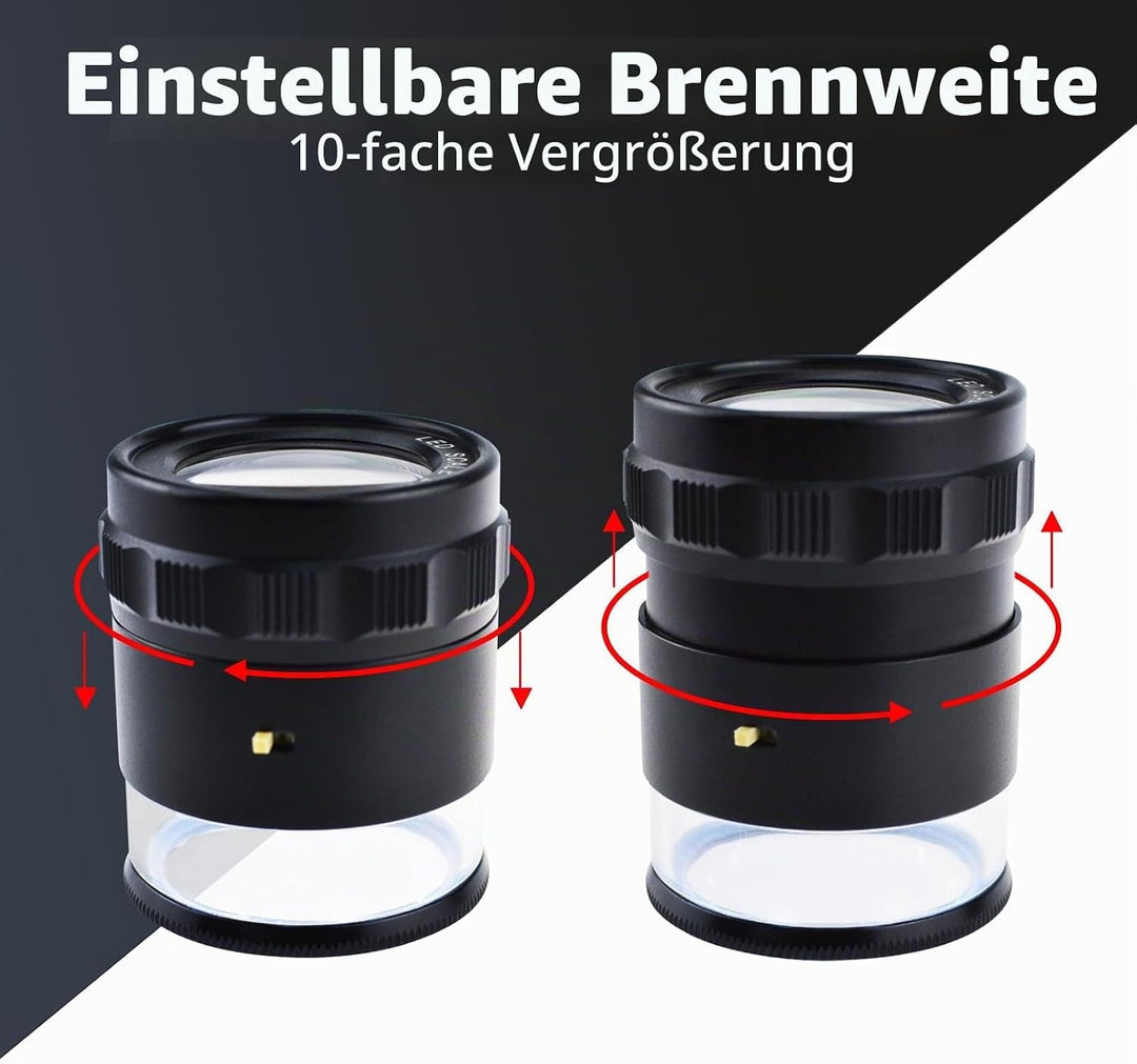 10x Vergrösserung 25mm Lupe Loupe Austauschbare Absehen 0-20mm Skala + 25mm Sichtfeld mit LED-Licht